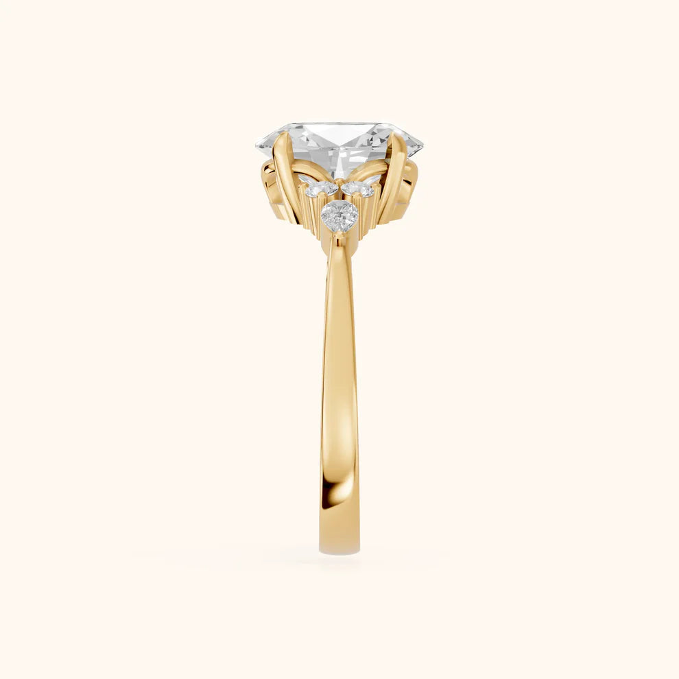 Amelia Three Stone Oval Diamond Engagement & Wedding Ring