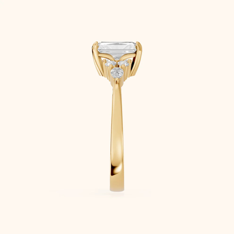 Amelia Three Stone Radiant Diamond Engagement & Wedding Ring