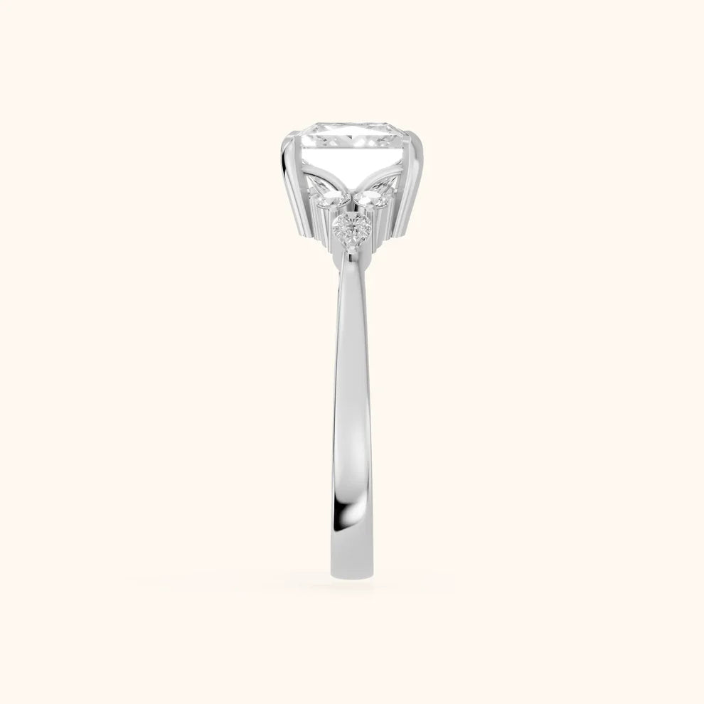 Amelia Three Stone Princess Diamond Engagement & Wedding Ring