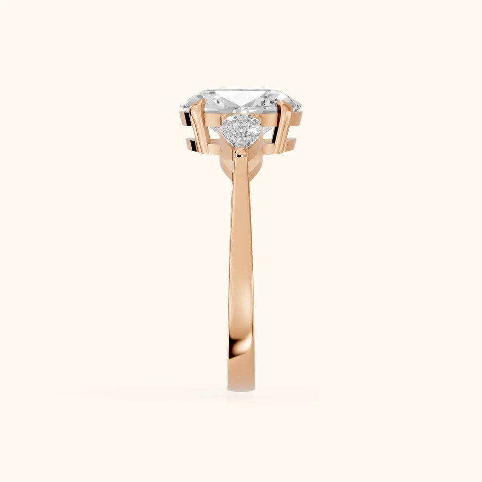 Grace Three Stone Oval Diamond Engagement & Wedding Ring