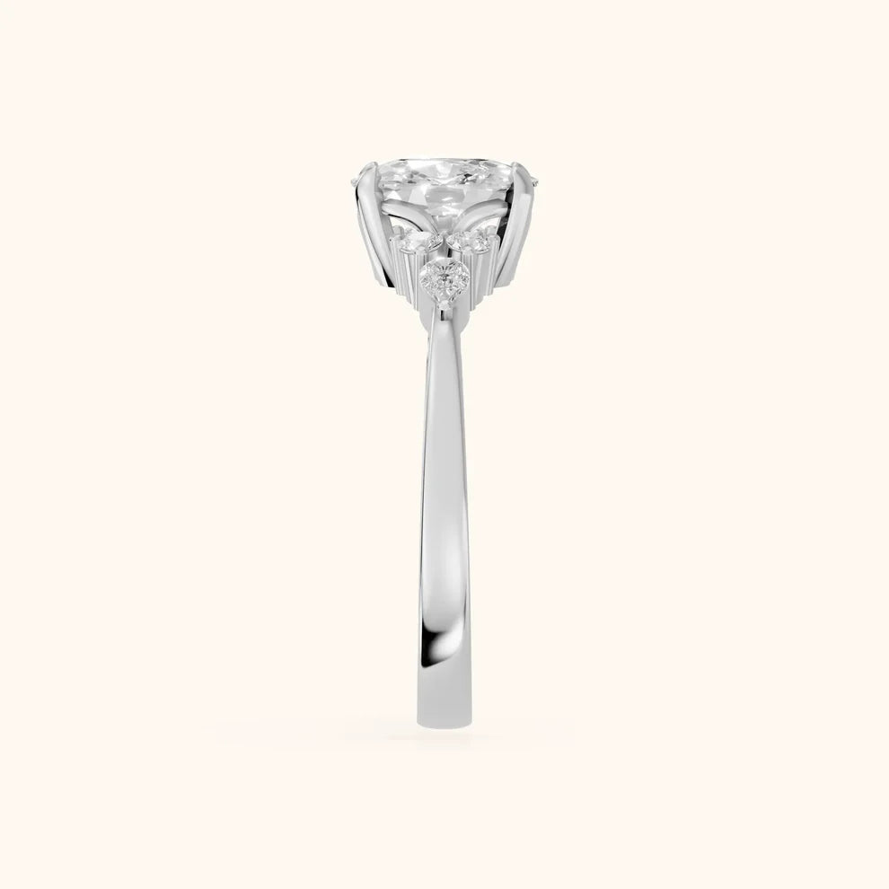 Amelia Three Stone Cushion Diamond Engagement & Wedding Ring