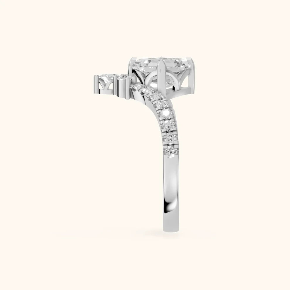 Isabella Legacy Side Stone Asscher Diamond Engagement & Wedding Ring