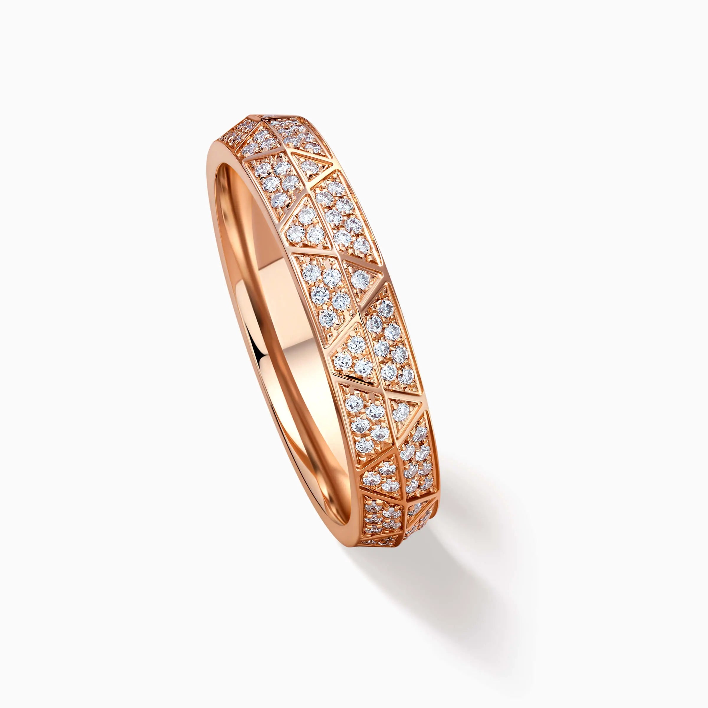 Engraved Diamond Pavé Gold Wedding Rings