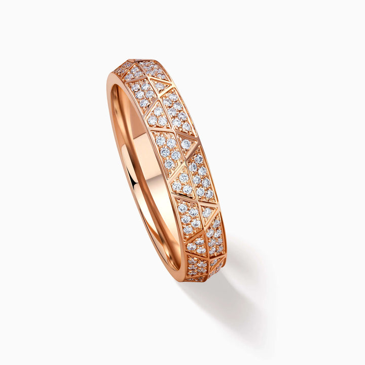 Engraved Diamond Pavé Gold Wedding Rings