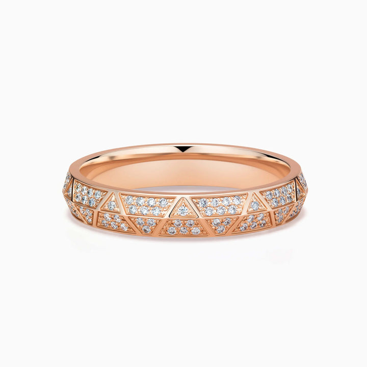 Engraved Diamond Pavé Gold Wedding Rings