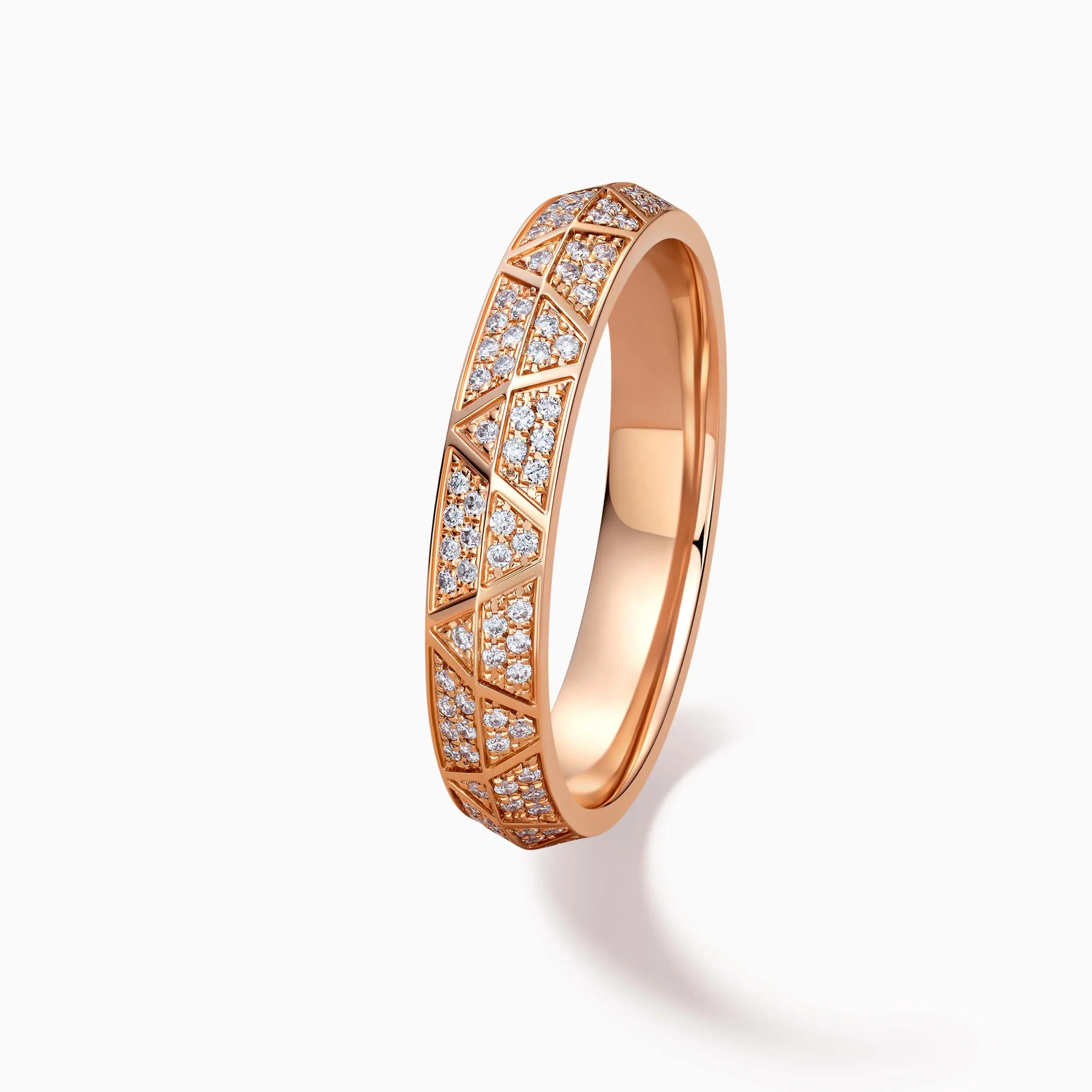 Engraved Diamond Pavé Gold Wedding Rings