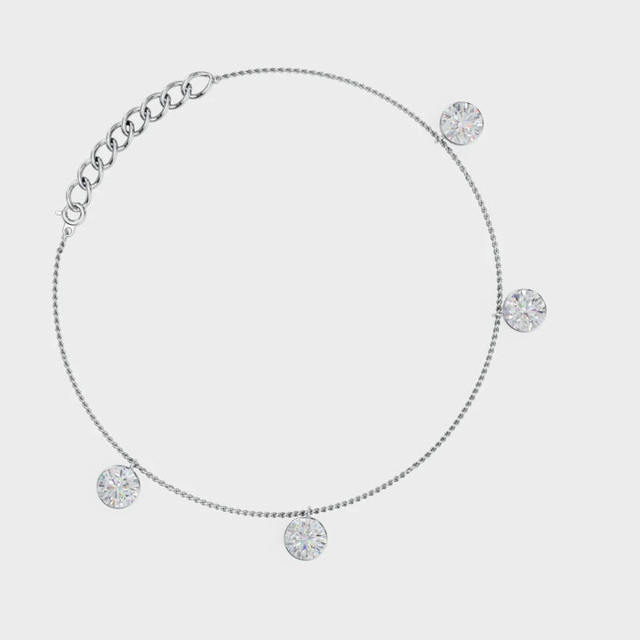 Celestial Sparkle Station Diamond Anklet in 925 Sterling Silver