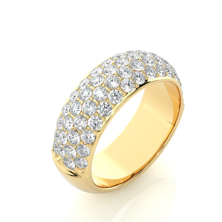 Luxury Multi-Row Diamond Gold Band Ring