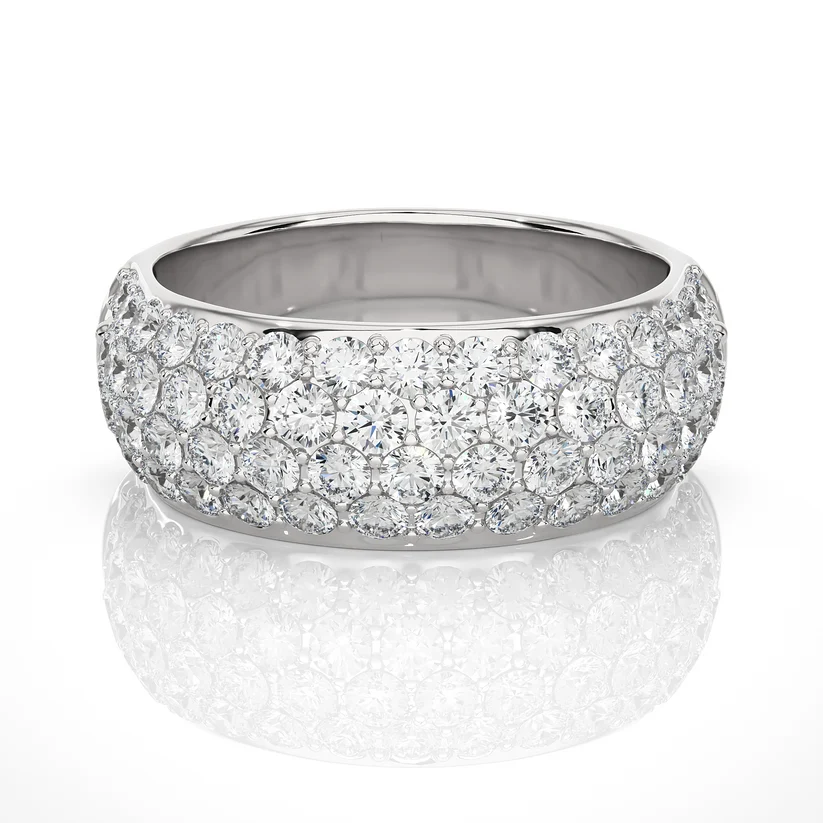 Luxury Multi-Row Diamond Gold Band Ring