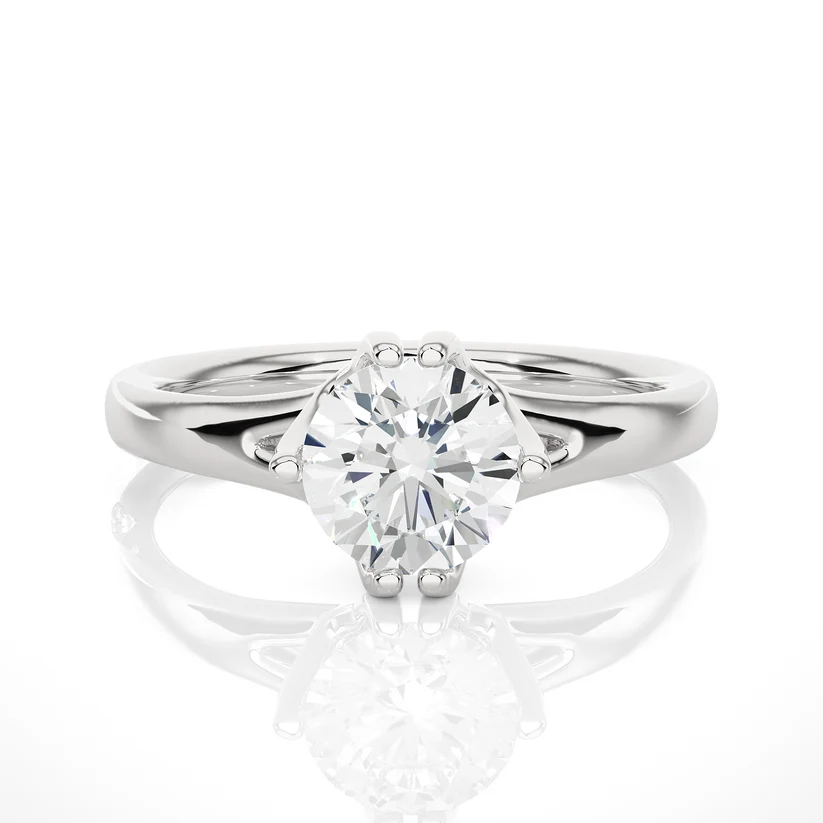 Gold Round Solitaire Engagement Ring for Women | Classic Diamond Wedding Ring