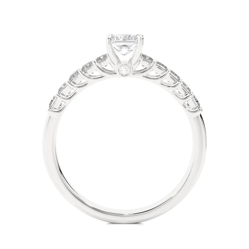 Princess Cut Diamond Half Eternity Ring | Solid Yellow Gold | Shared Prong Diamond Wedding Band | Anniversary Ring | Gift for Her
