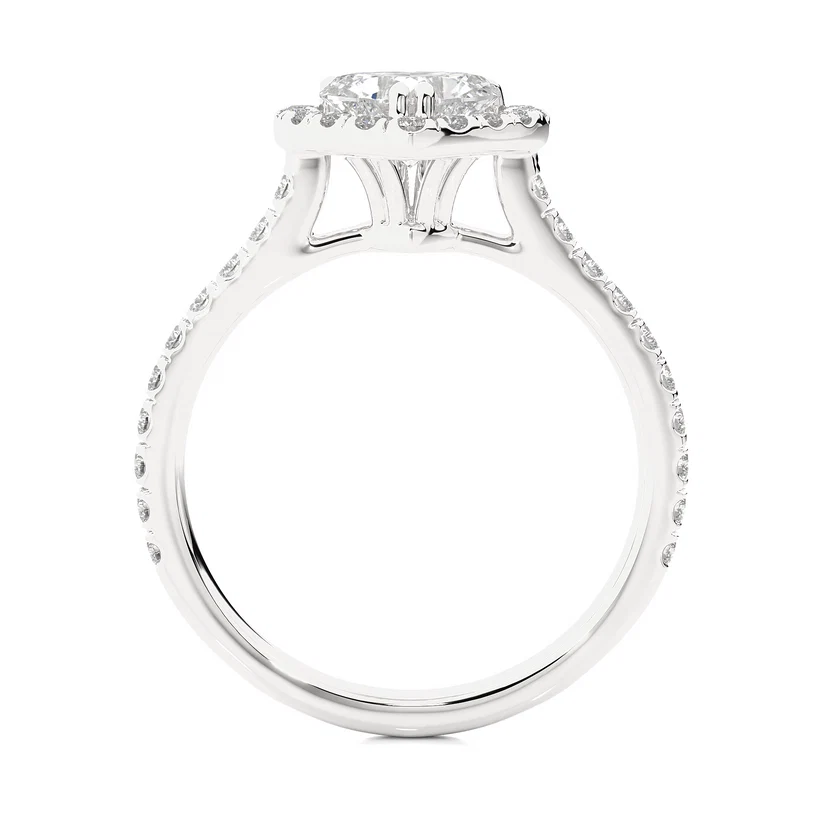 Heart Halo Diamond Engagement Ring in Solid Gold | Pavé Diamond Promise Ring | Romantic Gold Bridal Ring