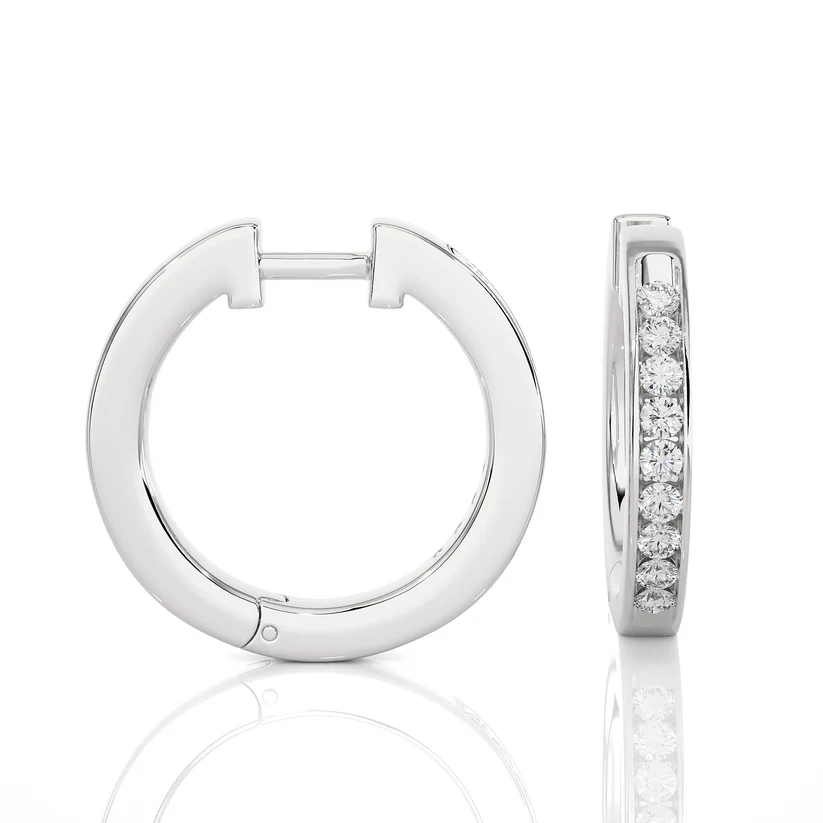 Aurelia Round Diamond Pavé Huggie Hoop Earrings