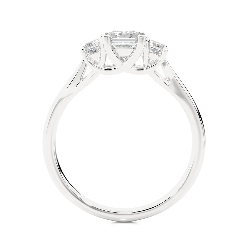 Three Stone Princess Cut Diamond Engagement Ring | Solid Gold | Classic Trilogy Ring | Gift for Her