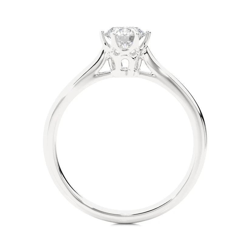 Classic Round Solitaire Diamond Engagement Ring in Solid Yellow Gold | Round Brilliant Diamond | Minimalist Six-Prong Ring