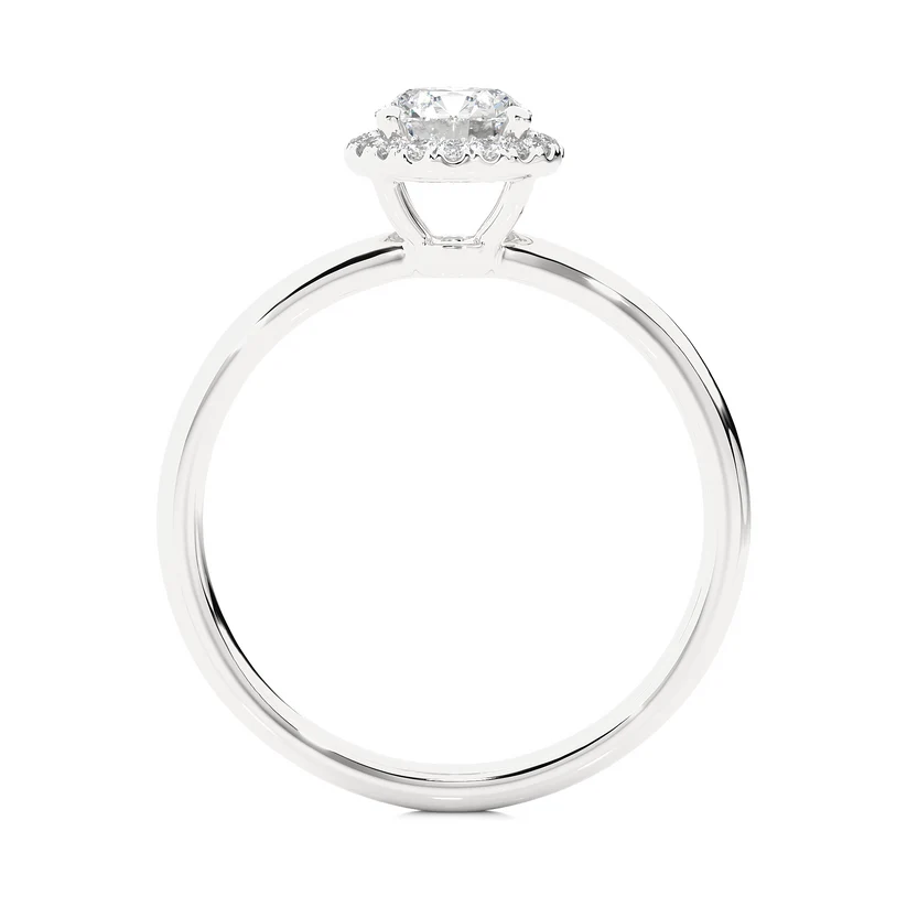 Gold Round Halo Solitaire Engagement Ring for Women | Diamond Halo Wedding Ring