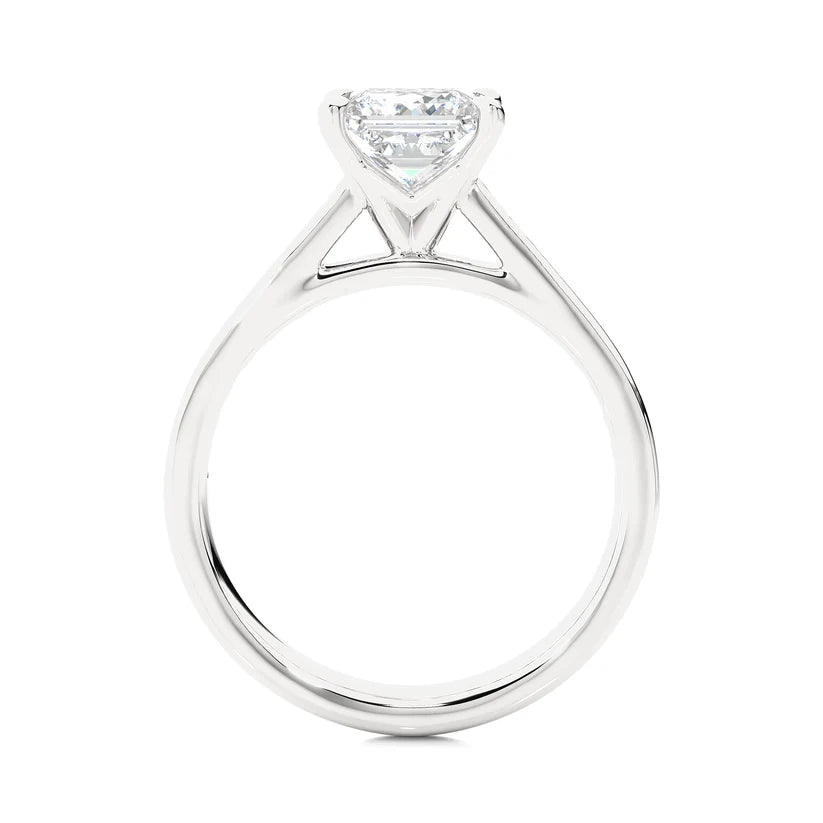 Princess Cut Diamond Gold Engagement Ring with Channel-Set Band