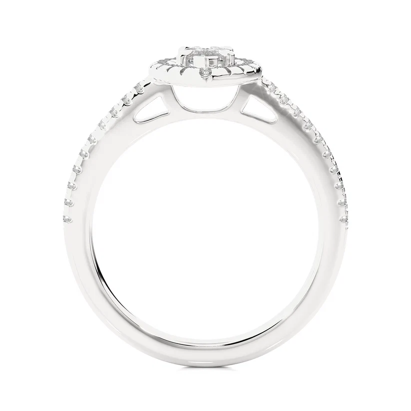 Marquise Halo Diamond Engagement Ring in Solid Gold | Vintage-Inspired Pavé Promise Ring