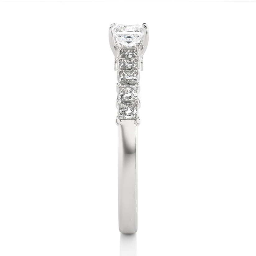 Princess Cut Diamond Half Eternity Ring | Solid Yellow Gold | Shared Prong Diamond Wedding Band | Anniversary Ring | Gift for Her