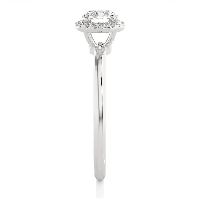 Gold Round Halo Solitaire Engagement Ring for Women | Diamond Halo Wedding Ring