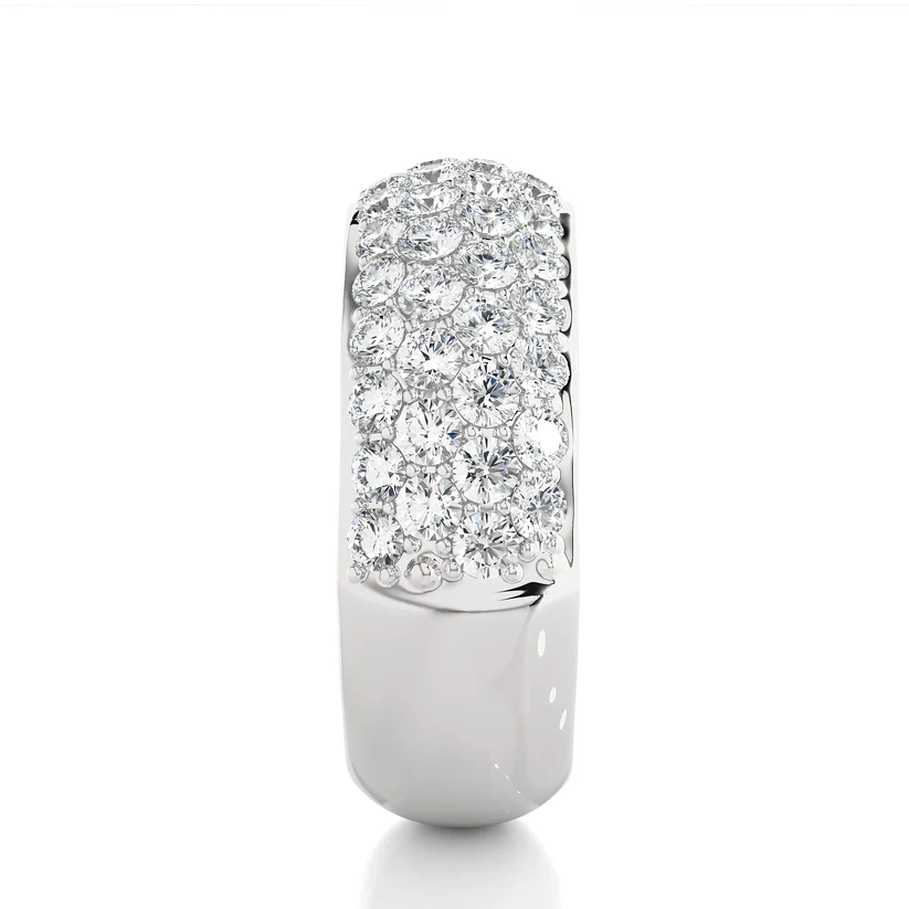 Luxury Multi-Row Diamond Gold Band Ring