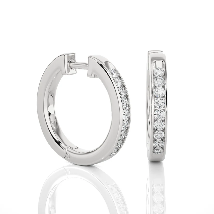 Aurelia Round Diamond Pavé Huggie Hoop Earrings