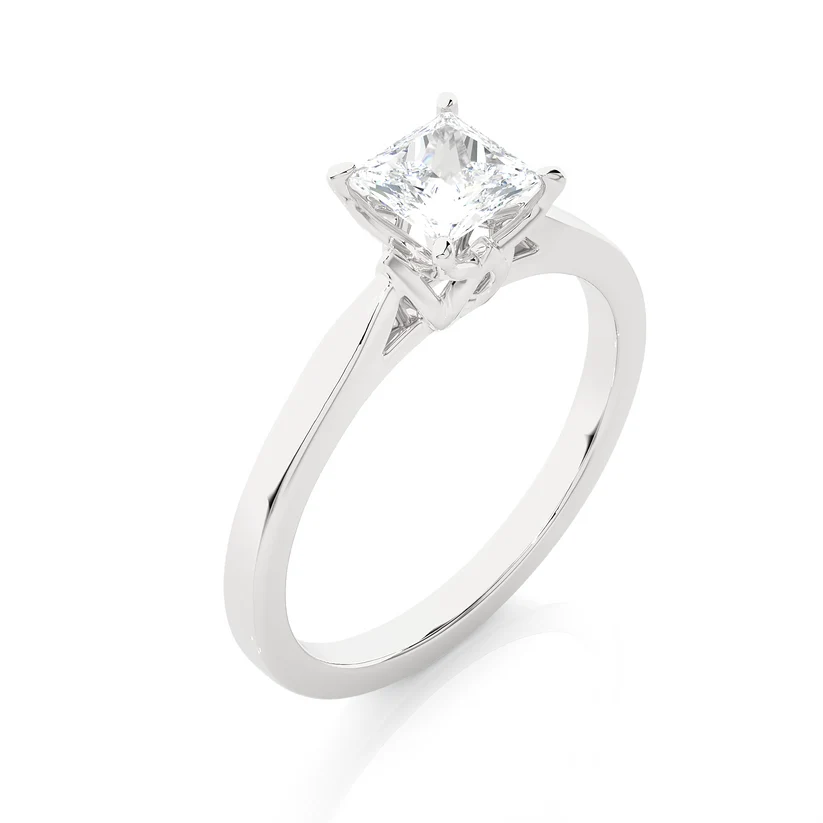 Princess Cut Diamond Solitaire Engagement Ring in Solid 10K/14K/18K Gold
