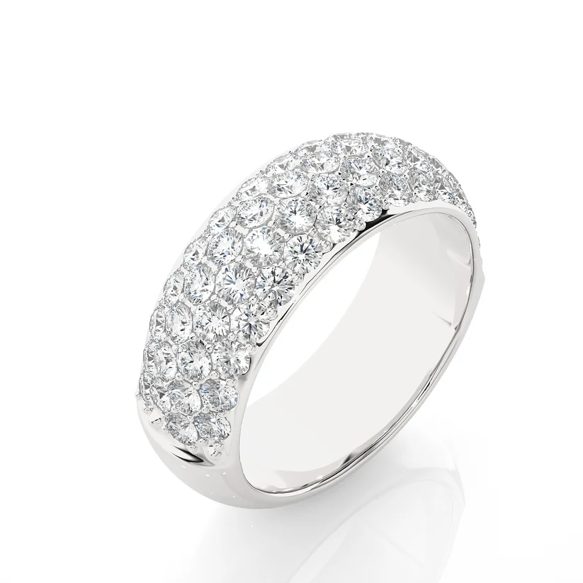 Luxury Multi-Row Diamond Gold Band Ring