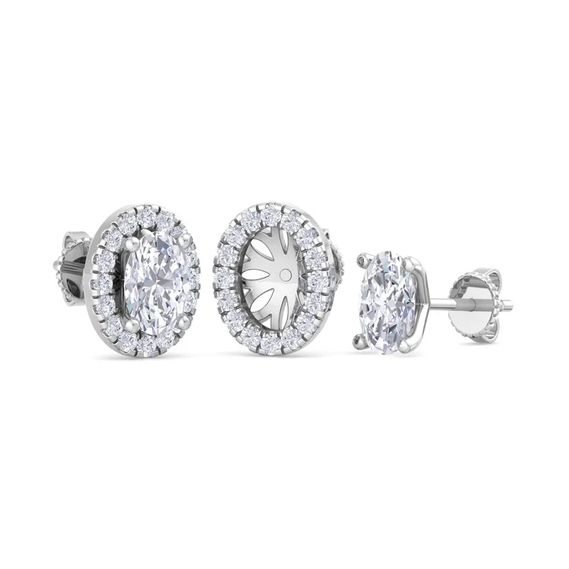 Celeste Oval-Cut Diamond Halo Stud Earrings