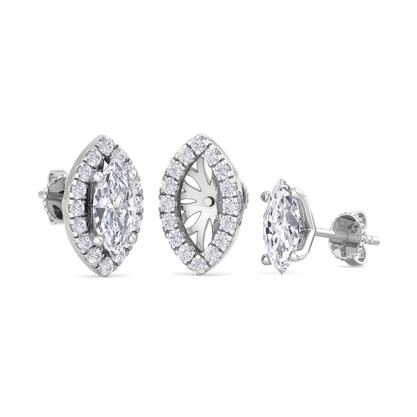 Aurelia Marquise-Cut Diamond Halo Stud Earrings