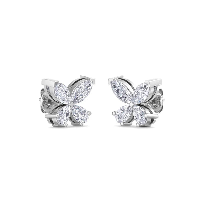 Elegant Butterfly Diamond Gold Stud Earrings