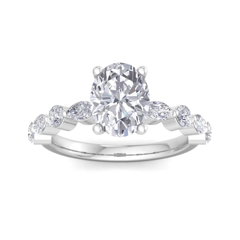 Elegant Oval Cut Diamond Halo Gold Ring