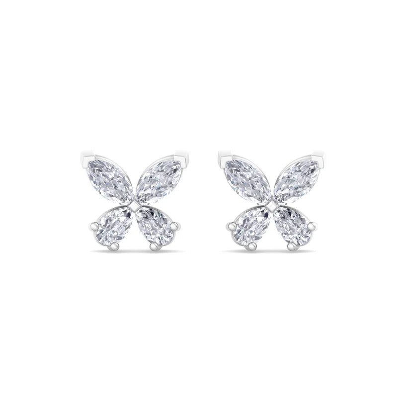 Elegant Butterfly Diamond Gold Stud Earrings