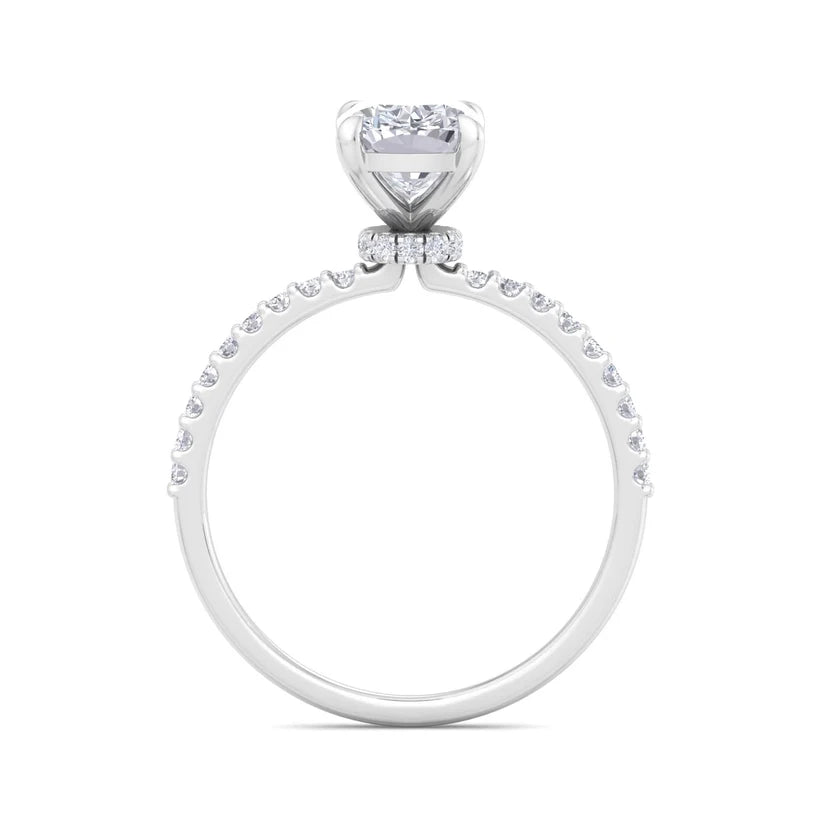 Classic Cushion Cut Diamond Engagement Ring with Half Eternity Pavé Band Gold