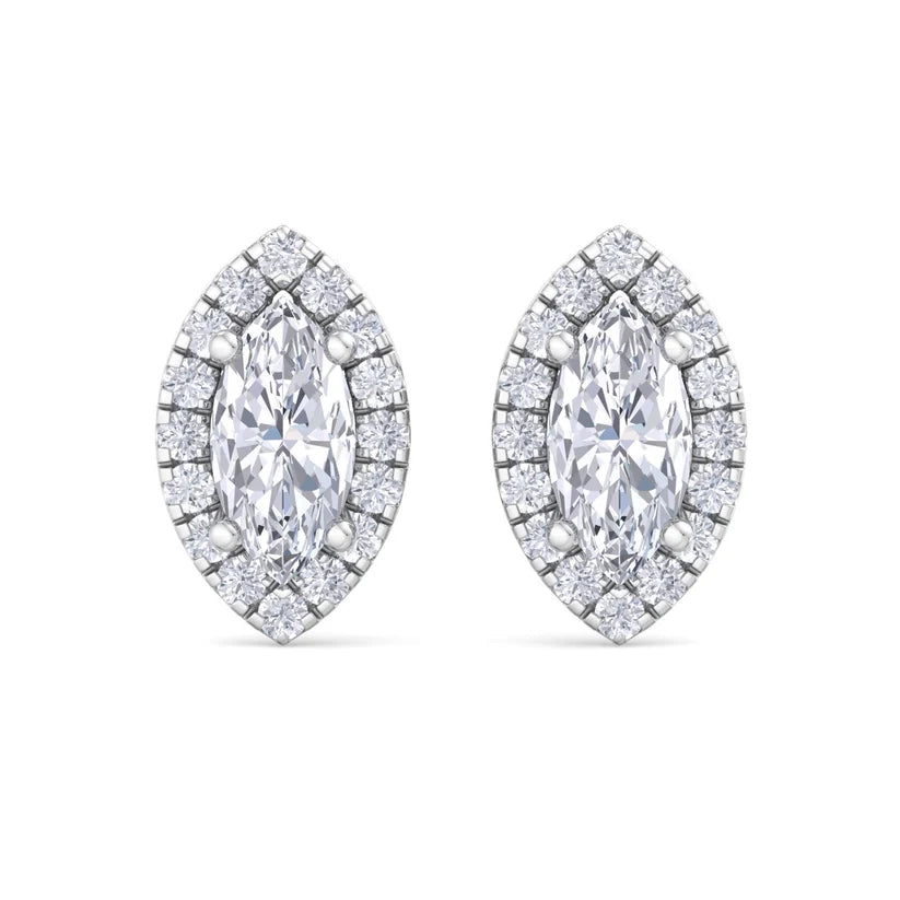 Aurelia Marquise-Cut Diamond Halo Stud Earrings