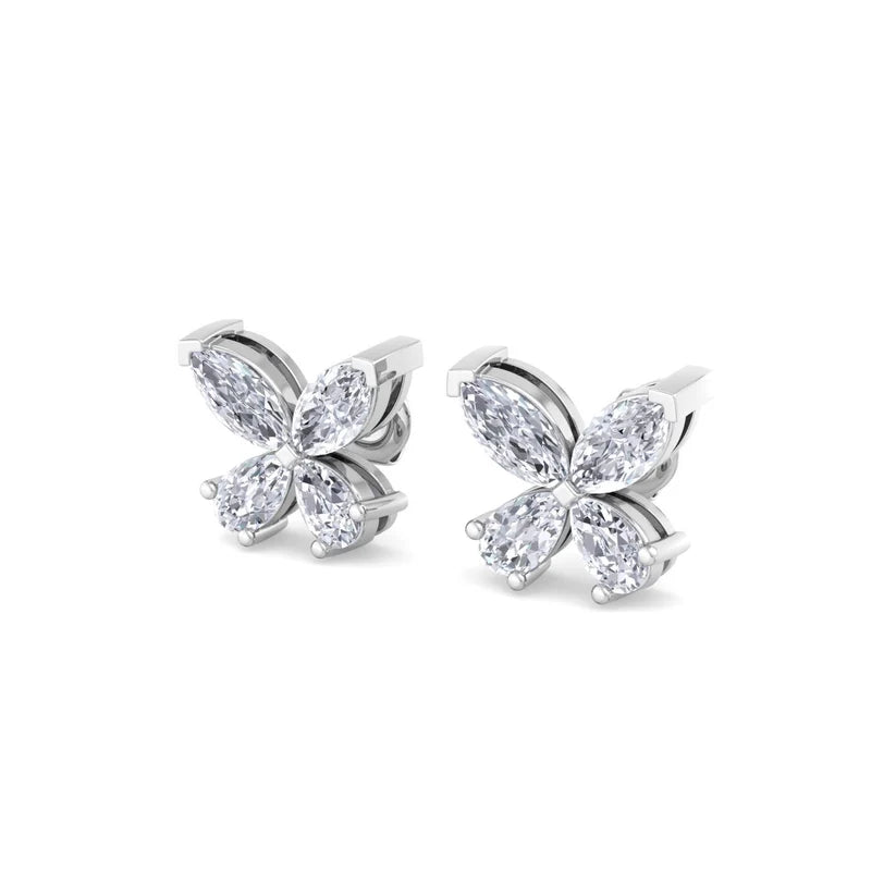 Elegant Butterfly Diamond Gold Stud Earrings