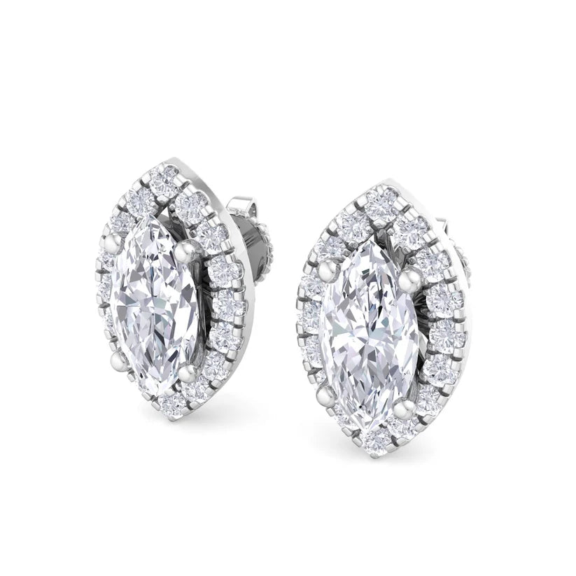 Aurelia Marquise-Cut Diamond Halo Stud Earrings