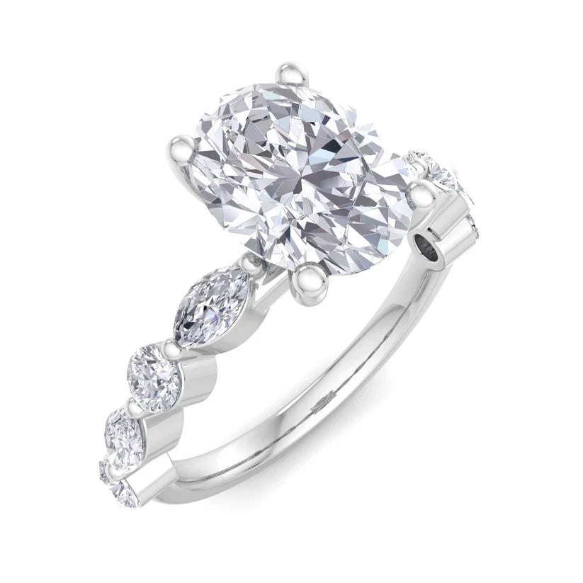 Elegant Oval Cut Diamond Halo Gold Ring