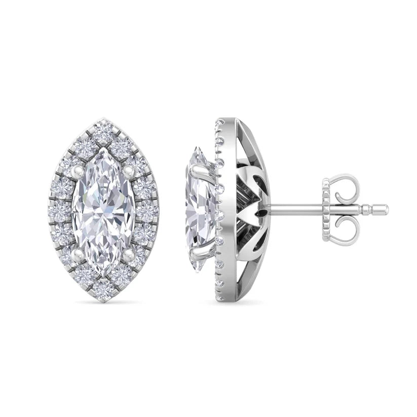 Aurelia Marquise-Cut Diamond Halo Stud Earrings