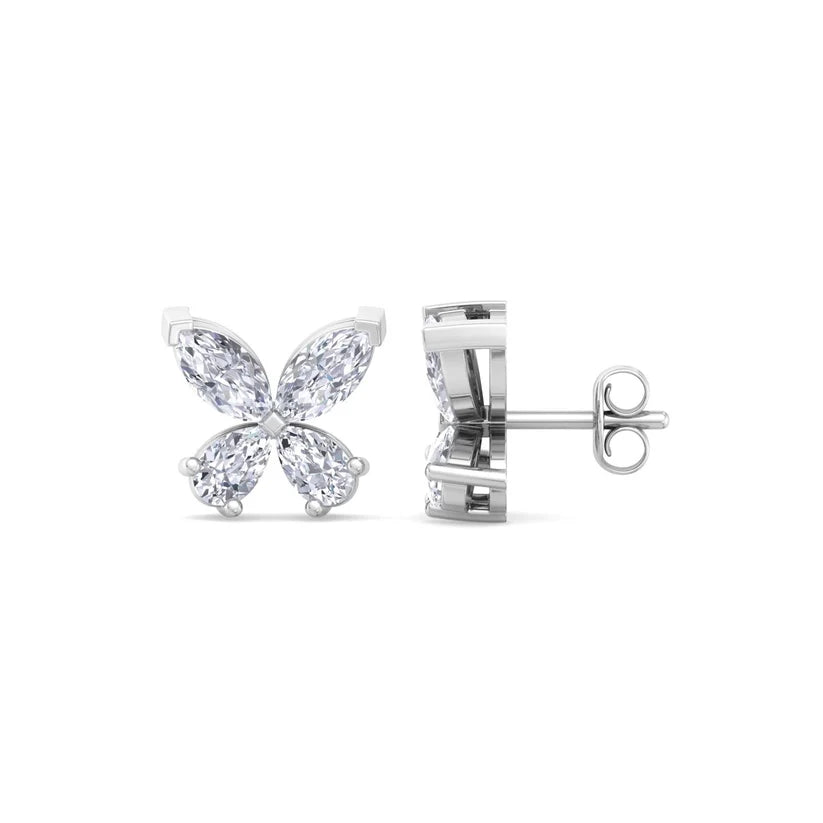 Elegant Butterfly Diamond Gold Stud Earrings