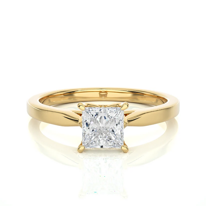 Princess Cut Diamond Solitaire Engagement Ring in Solid 10K/14K/18K Gold