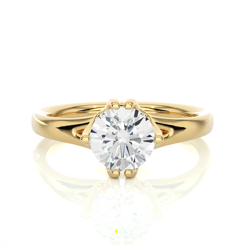 Gold Round Solitaire Engagement Ring for Women | Classic Diamond Wedding Ring