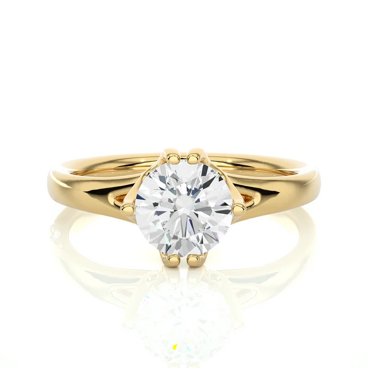 Gold Round Solitaire Engagement Ring for Women | Classic Diamond Wedding Ring