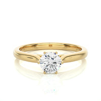 Classic Round Solitaire Diamond Engagement Ring in Solid Yellow Gold | Round Brilliant Diamond | Minimalist Six-Prong Ring