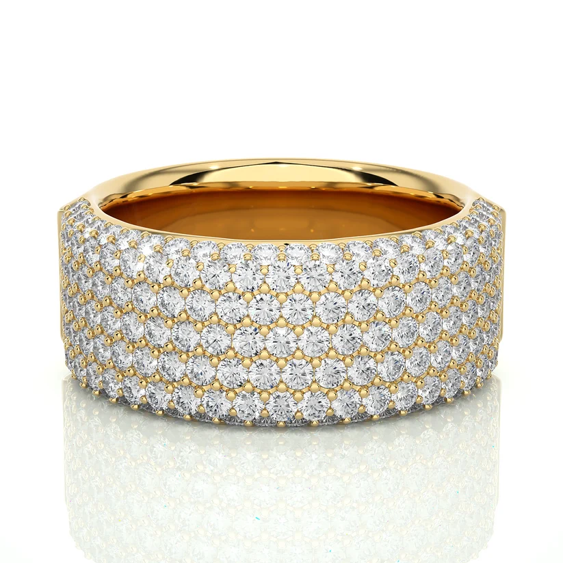 Luxury Gold Diamond Pavé Statement Band Ring
