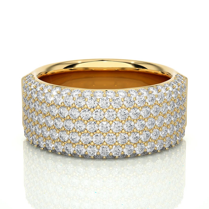 Luxury Gold Diamond Pavé Statement Band Ring