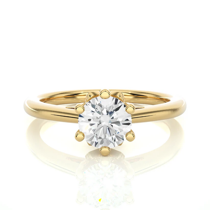 Classic Round Solitaire Diamond Engagement Ring in 10K/14K/18K Yellow Gold