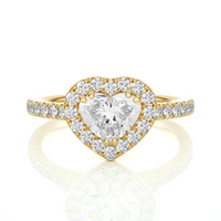 Heart Halo Diamond Engagement Ring in Solid Gold | Pavé Diamond Promise Ring | Romantic Gold Bridal Ring