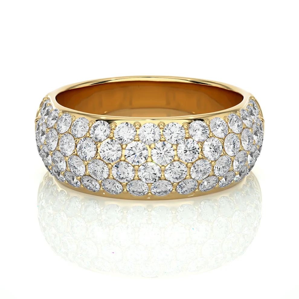 Luxury Multi-Row Diamond Gold Band Ring