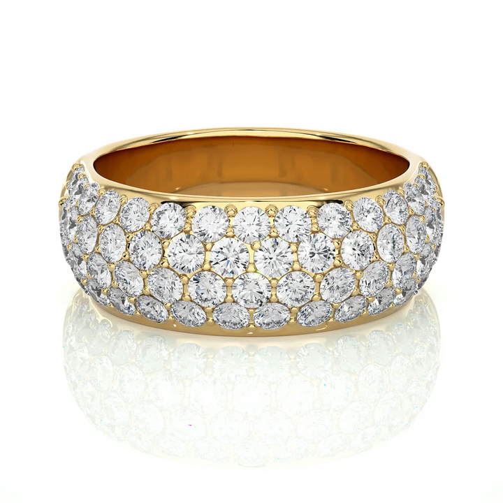 Luxury Multi-Row Diamond Gold Band Ring